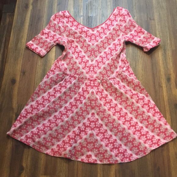 Vintage Free People Red Chevron Skater Dress - Picture 4 of 5